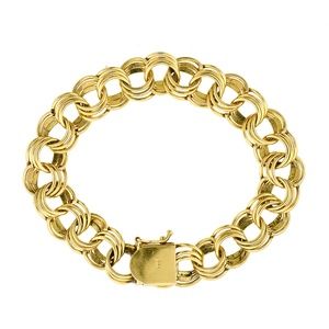 8" Ladies 14K Yellow Gold Circle Link Bracelet